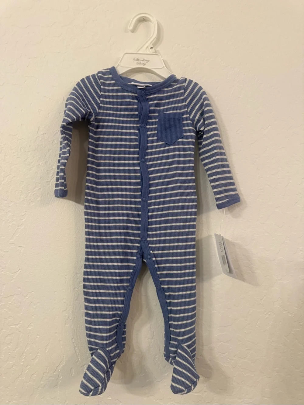 Striped Blue & White Footed One-Piece - Cozy Everyday Wear